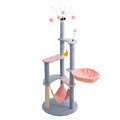 ONE PET Wood pet furniture dolphin style cat climbing tree interactive toy cat tree multifunctional velvet cat tree tower1