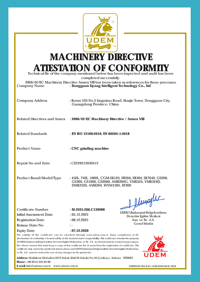CE certification of CNC grinding machine