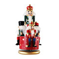 Hand-Painted 23CM Nutcracker Rotating Music Box - Christmas Wooden Decoration1