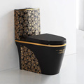 Royal Vintage Middle East Porcelain Golden One Piece Bathroom WC - Black with Gold Toilet1