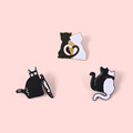 Custom Black and White Cat Hugging Enamel Badge Accessories for Backpacks and Lapels1