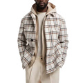 Προσαρμοσμένο κουμπί μόδας μάλλινα άνδρες σακάκι χειμώνα βαριά φανέλες tweed plaid πουκάμισο σακάκι για man1