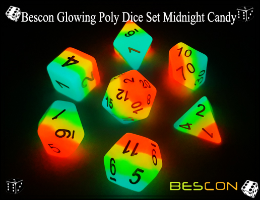 Bescon Glowing Poly Würfel Set Midnight Candy-3
