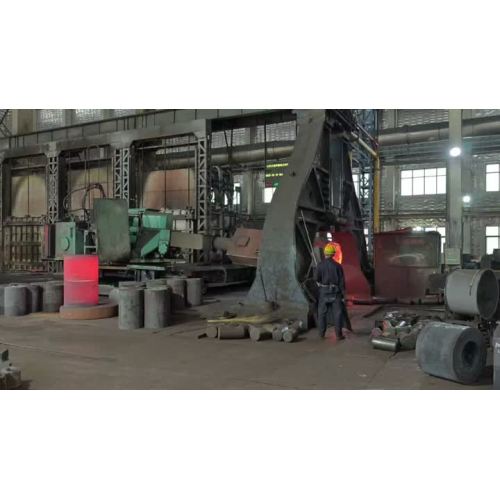 The material remover works in collaboration with the electro-hydraulic hammer for free forging