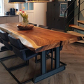 أثاث غرفة الطعام الحديثة حافة الحية الخشبية مطعم مطعم مطعم طاولة طعام من الجوز الصلب الملون الخشب 1