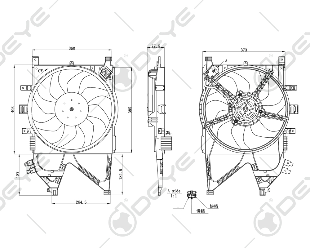 1341337 1314443 Động cơ quạt tản nhiệt 12v cho OPEL CORSA COMBO TIGRA