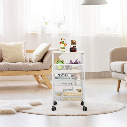 3 Tiers Movable Storage Cart with Storage Shelf