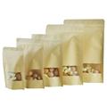 China Smell proof Brown Doypack Stand Up Pouch Ziplock Kraft Paper Bags With Clear Window And Zipper1