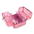 Pink 4-Tray Clear Transparent Acrylic Cosmetic Organizer Box1