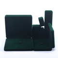 Hanhong Custom Großhandel Halskette Ohrringe Armband Schmuck Verpackungsbox Grüne Samt Ring Juwelier Box1