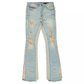 Mens Vintage Blue Flare Pants για τους άνδρες απογοητευμένοι φαρδιά τζιν τζαν τζιν1