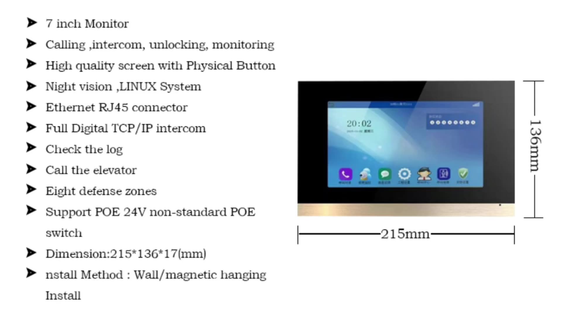 2021New Arrival Smart Life High Display Indoor Monitor For Apartment Office Home Hotel1