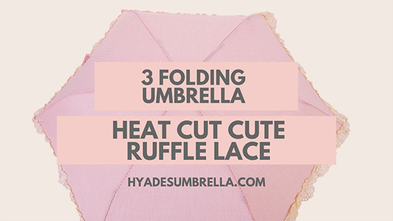 Heat Cut Cute Ruffle Lace 3 Folding Umbrella