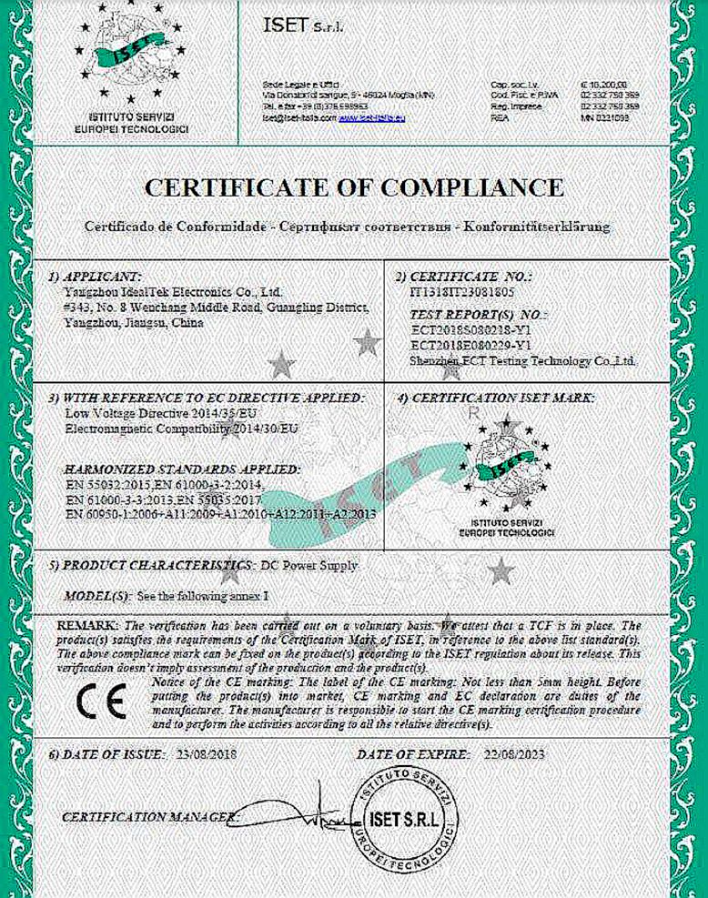 MTP Series High Power DC Power Supply CE Certificate