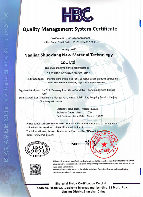 Quality Management System Certificate