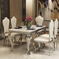Foshan Furniture Factory: Stainless Steel Villa Apartment Marble Dining Tables for Sale1