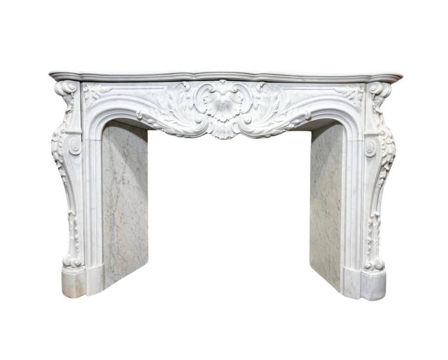 Elegant Antique-Replica French Carrara Marble Mantel indoor
