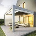 Waterproof Sun Shade: Motorized Bioclimatic Pergola with Retractable Louvers and Solar Panel for Gardens1