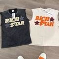 Custom Printed Logo Applique Rips Cut and Sew Acid Wash Sleeveless Fitness Gym Muscle Blank Drop Armhole Vest T-Shirt for Men1