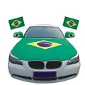 Sunshine Custom Engine Hood Cover Car Flags with Plastic Window Flag Poles for Brazil1