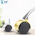 2 Inch PA Plated Gold and Silver Flexible Rotation Universal Wheel Trolley, Luggage, Office Chair Casters with 11mm Rod Ring - Furniture Casters1