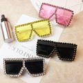 2024 Wholesale Women's Custom Bling Oversized Square Diamond Sunglasses Frames1