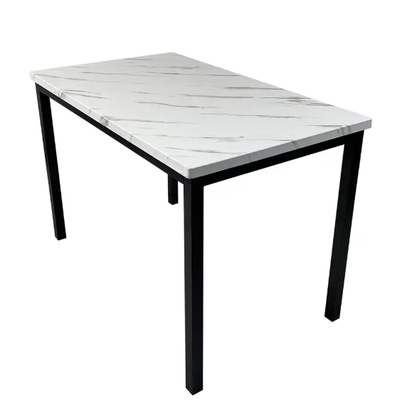 Imitazione tavolo da pranzo in legno in acciaio in marmo