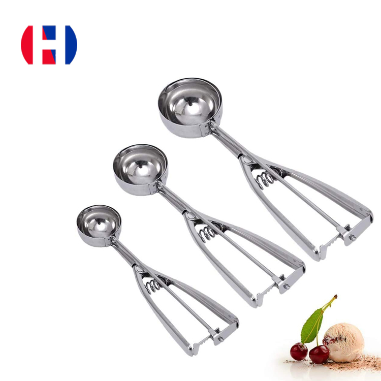 Hot sales new styles Three Different Size Stainless Steel Ice Cream Scoop 4-6cm HOZ Kitchenware Household Products1