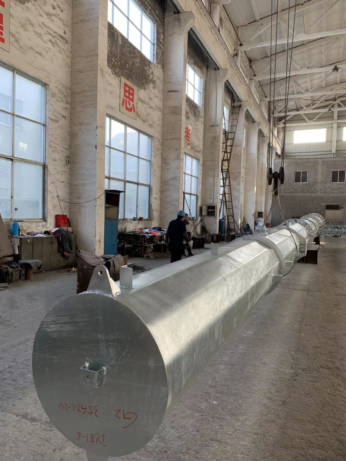 Trial assembly of transmission steel pole