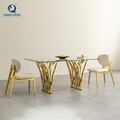 Fiberglass Patio Dinning Room Mirror Center Table and Chair Set with Tempered Transparent Glass1