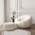 Nordic Single Hotel Living Room Accent Chair, White Lamb Wool Leisure Sofa Chair1
