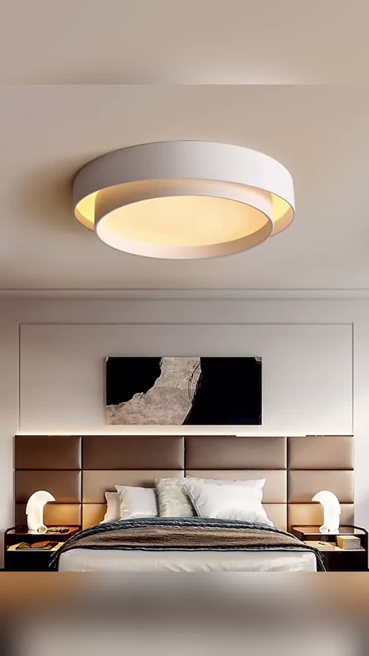 Black or white double LED circular ceiling lamp