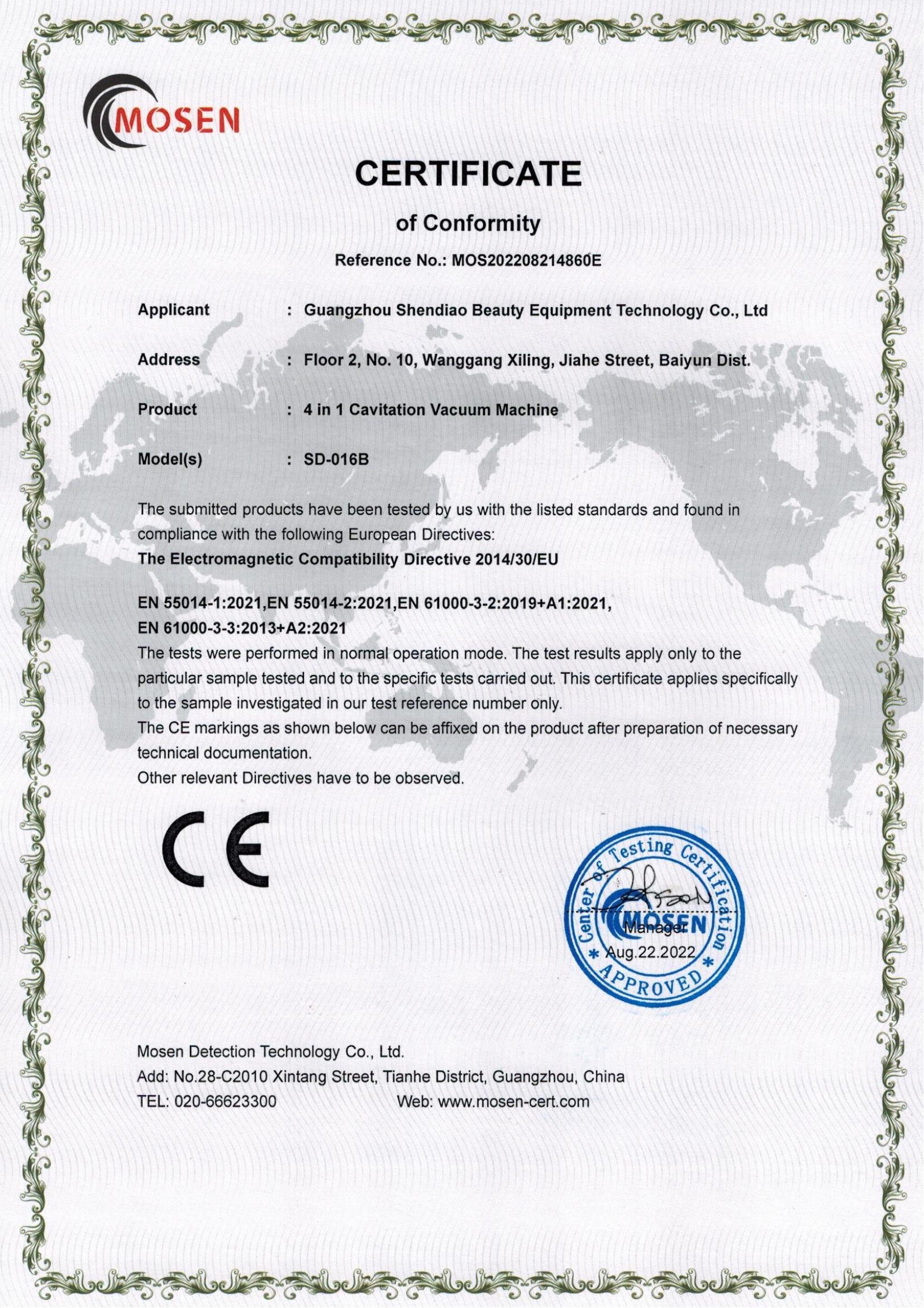 CEEMC Certificate-SD016B
