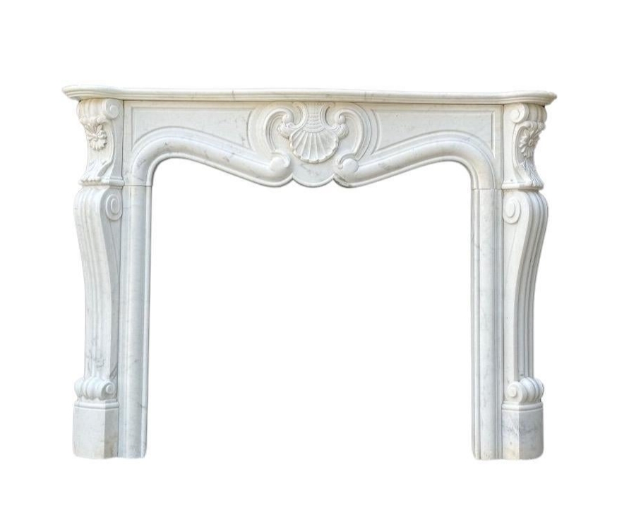 Antique-Style Ornate Fireplace Mantel with Floral Motif