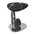 Modern Round Black Marble Silver Metal Stainless Steel Living Room Accent Table1