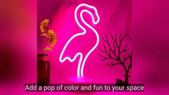 Colorido flamenco de luz neón con batería y USB1