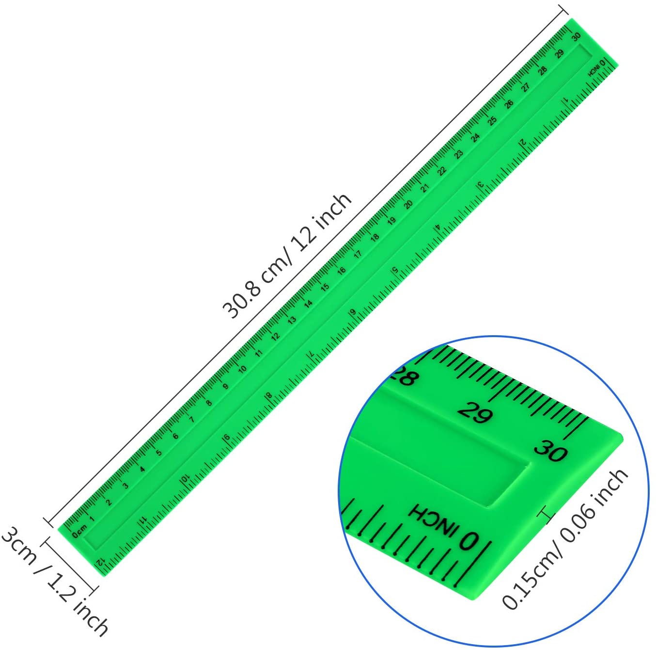 12 Inch Flexible Plastic Rulers