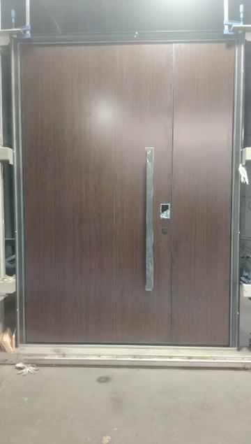 imitation wood aluminum entry door unequal double door detail show
