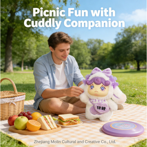 Sevimli Mor Temalı Uzun Kulak Peluş Bebek Aksesuarlarıyla birlikte