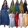 Abaya Frauen Muslimisches Kleid آستین بلند دخترانه مدرن چین دار ابایا ظریف 2 تکه ست ابای دبی کیمونو ساتن نرم 1
