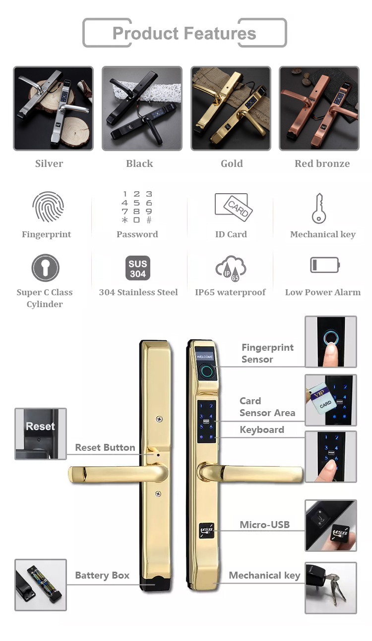 SUS304 Smart Door Lock Features
