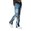 Designer Outdoor Vintage Stacked Denim Pants For Men Wholesale Custom Slim Fit Prints Rapped Stacked Jeans Men Flare Pants1