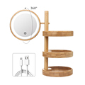 360 Degree USB Rechargeable Bamboo LED Makeup Mirror with 3 Light Options1