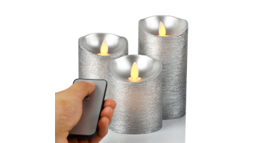 Silver dancing flame led flameless pillar candles