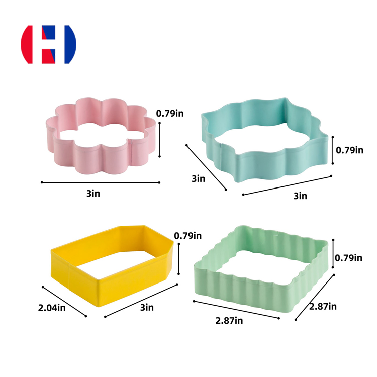 Colorful stainless steel biscuit cake cookie cutter mold 4 pieces set of multi shapes1