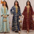 لباس مجلسی مسلمانان عید UNI برای زنان 2025 رمضان عبایا ژاکارد گلدوزی لباس بلند مراکشی Kaftan Dubai Robe Jalabiya1