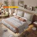 Maxky Light Furniture Furniture ห้องนอนเตียงคู่นอนทันสมัยเครื่องหนัง Suspension Bed ใหม่ Soft French Bed1