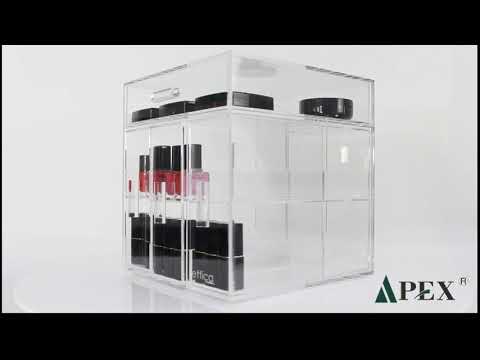 Unique design transparent acrylic cosmetic cube display case