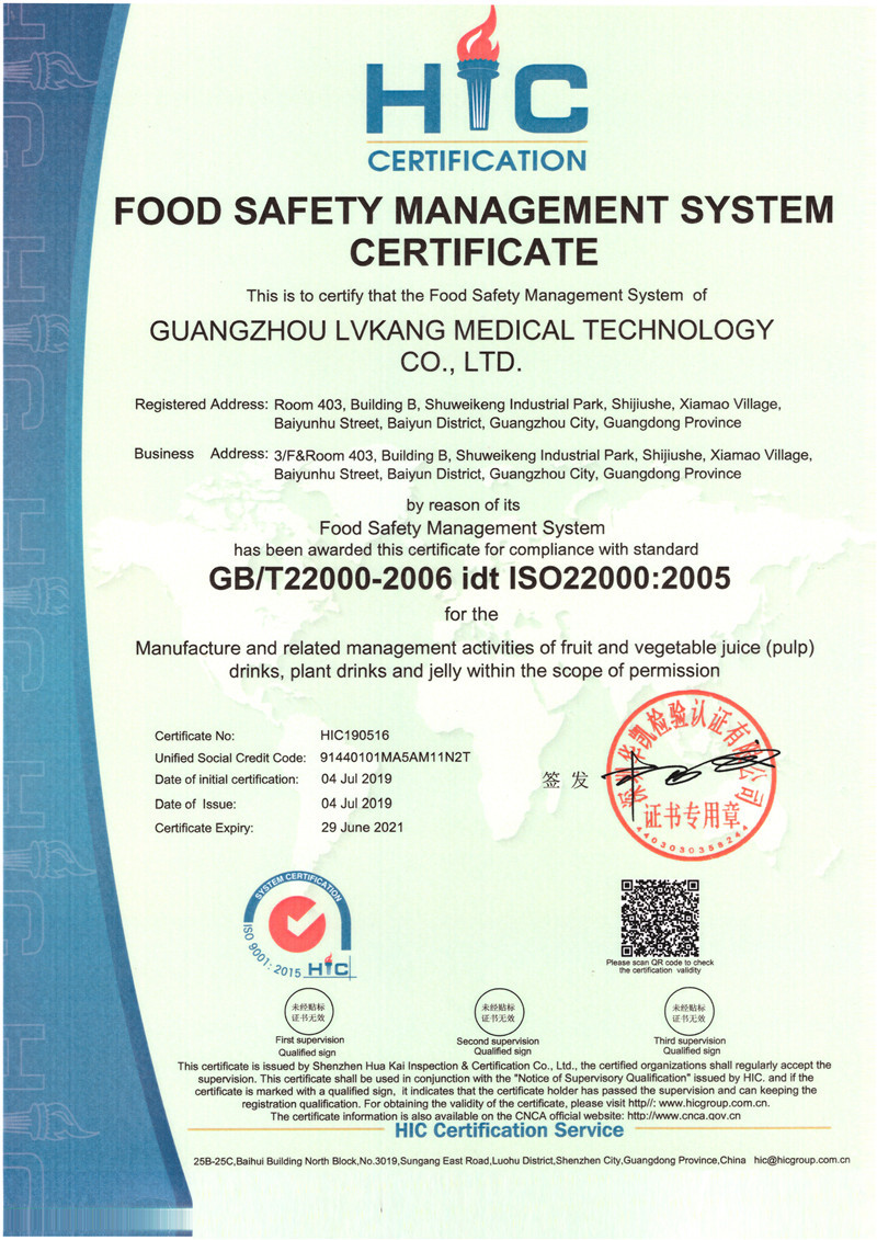 FOOD SAFETY MANAGEMENT SYSTEMCERTIFICATE