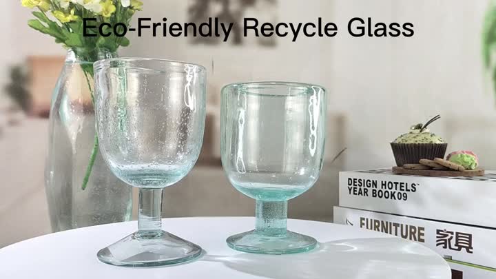 Green Bubble Recycled Drinking Goblet Wine Glasses